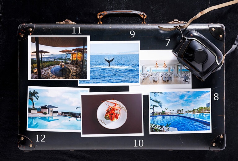 7：イラフ SUI ラグジュアリーコレクションホテル 沖縄宮古。
8：琉球ホテル&リゾート 名城ビーチ。
9：星のや沖縄。