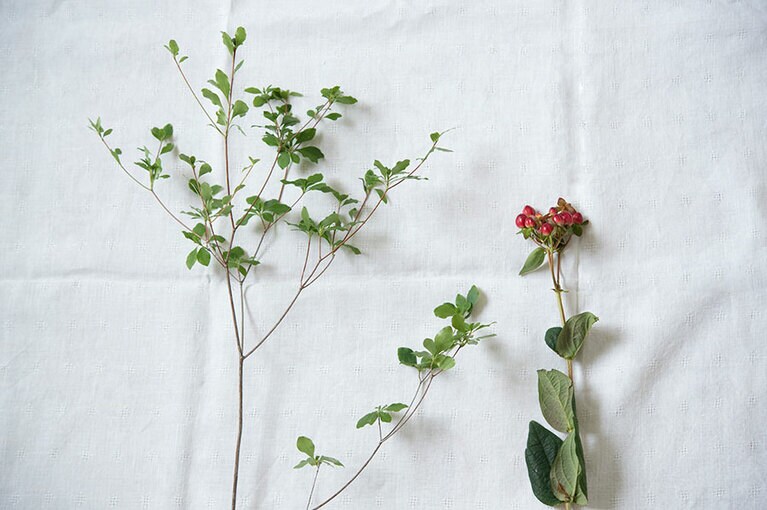 「ドウダンツツジ」と「ヒペリカム」は、ボリュームがあって見栄えします。