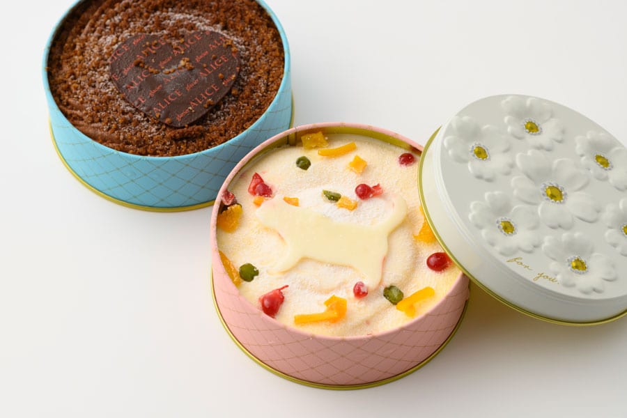 アイスケーキKAN＆KAN 4,000円（2個入。左から：チョコアイスケーキ200g、バニラアイスケーキ170g）／glacier ALICE