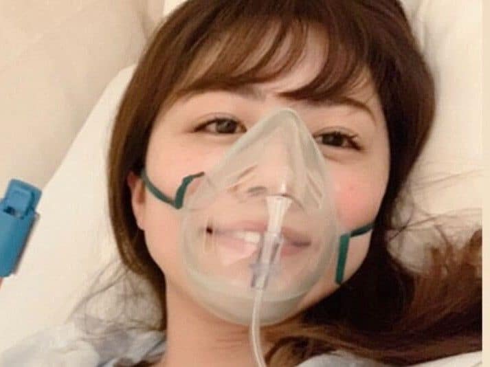 無事手術が終わったと聞かされた時の長藤由理花さん（写真＝本人提供）