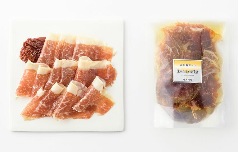 惣左衛門「柏幻霜ポーク生ハムオイル漬け」105g 1,300円。