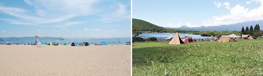 写真左から、海沿い、湖畔。