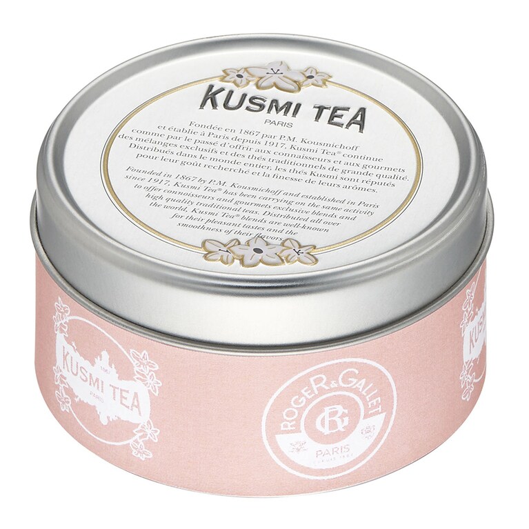 ロジェ・ガレ×クスミティーのコラボラベル缶。