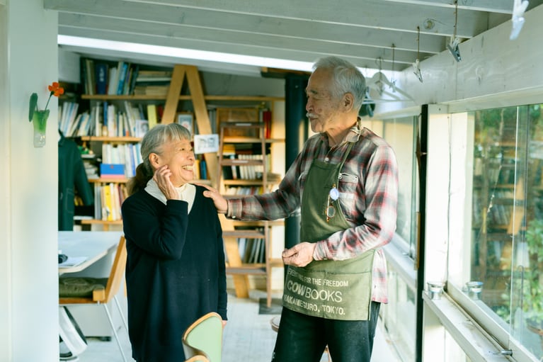 会話は徹さんも交えて。