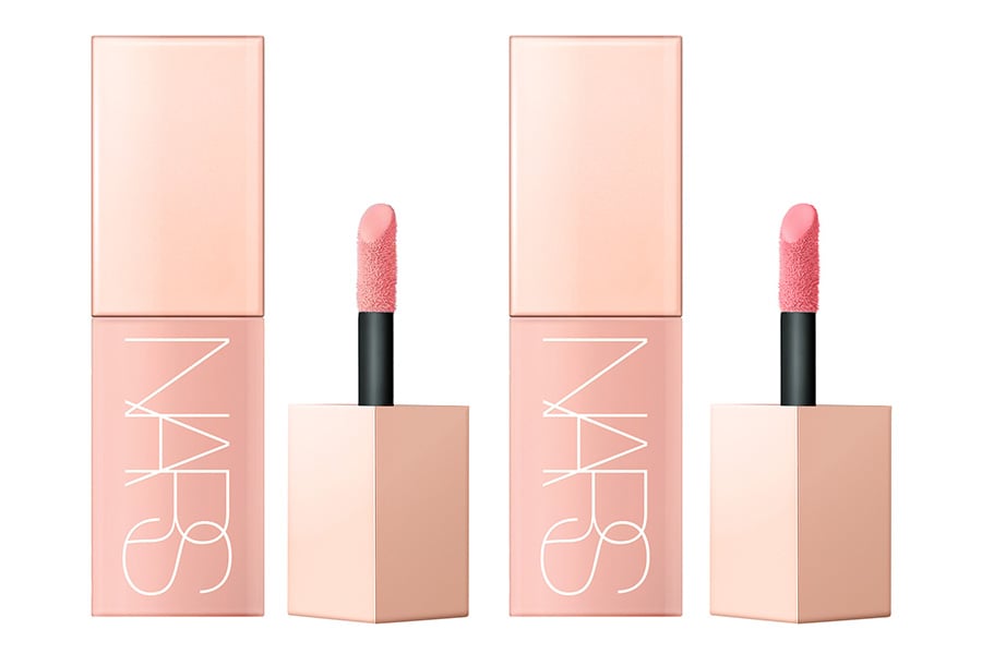 NARS アフターグロー リキッドブラッシュデュオ 全1種（セット内容：左からアフターグロー リキッドブラッシュ 02799 ORGASM ピーチピンク＆ゴールデンシマー、同 BUBBLY ペタルピンク＜限定色＞）7,260円（数量限定）。自社EC先行発売日：2024年11月8日（金）。発売日：2024年11月15日（金）。