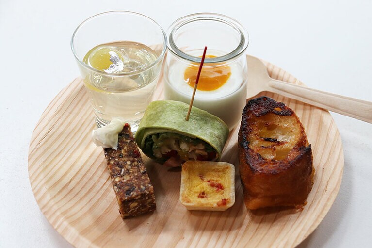 いただいたブレックファスト。おいしいのはもちろん、彩りもキレイ。