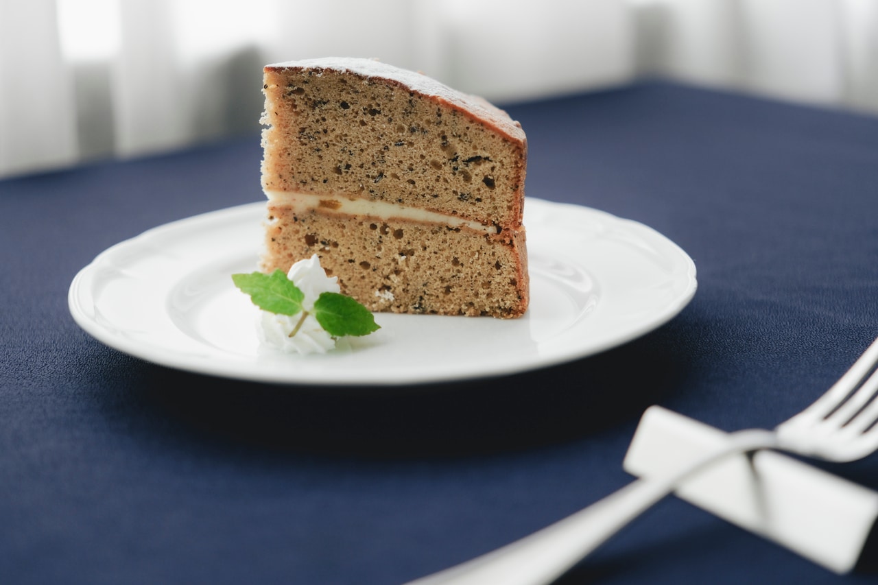 旧尾崎テオドラ邸の喫茶室でいただけるヴィクトリアケーキ。