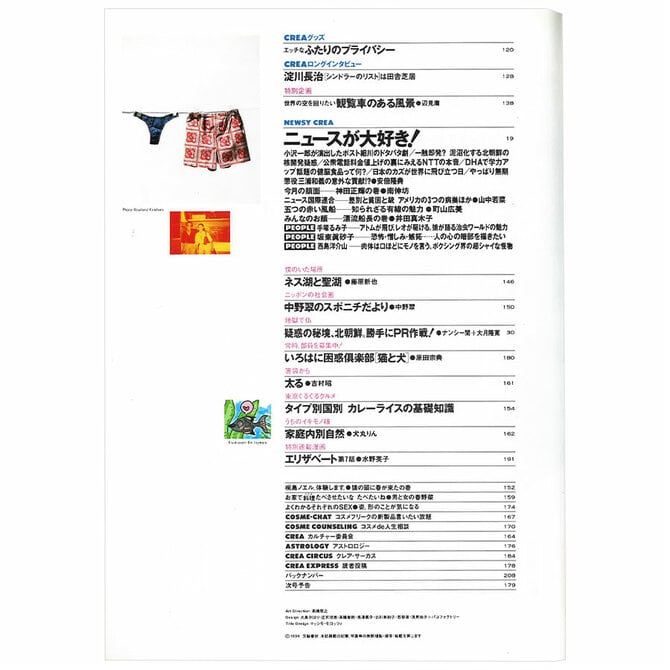 1994年6月号目次。