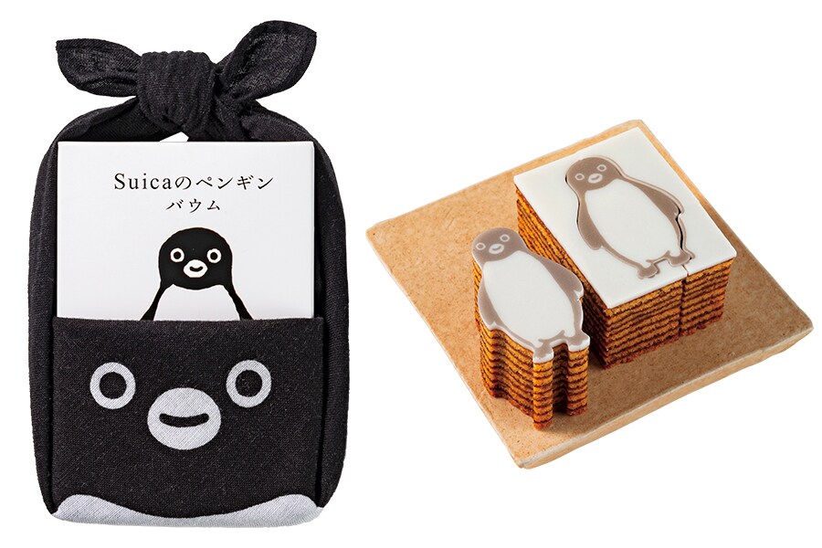 左から：Suicaのペンギンまめぐい 648円、Suicaのペンギンバウム 540円／まめぐい(グランスタ)