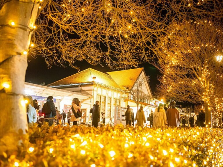 白河駅前イルミネーション。