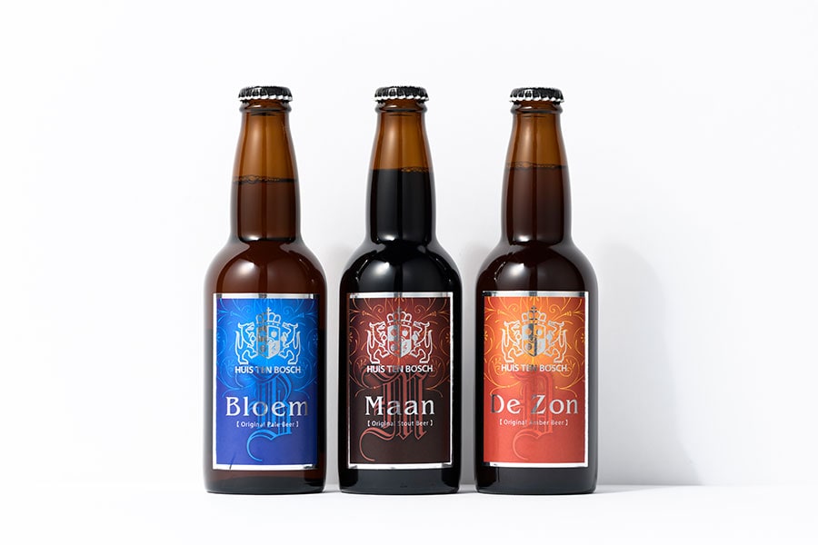 【長崎県】ハウステンボス オリジナルビール 各556円(330ml)。左から：Bloem(ブルーム)、Maan(マントゥ) 、De Zon(デ ゾン)。