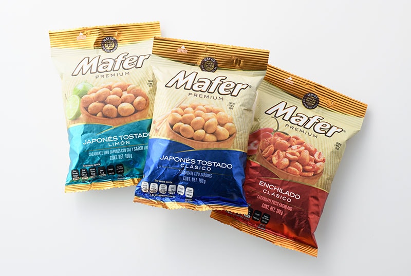 「マフェル(Mafer)」のスナック菓子 各25.85メキシコペソ。