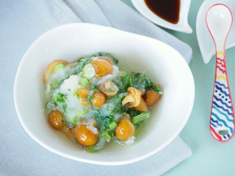 消化不良の便秘におすすめ なめことカブのおろし和え。