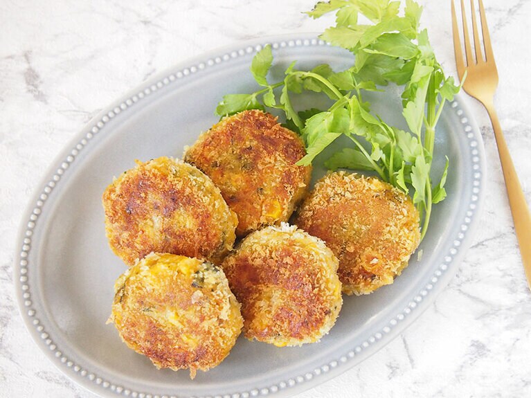 緑豆とかぼちゃの焼きコロッケ。