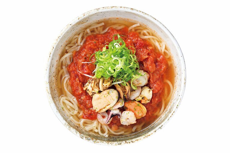 シーフードのトマト サルサそうめん 1,280円／阿波や壱兆 Decoration Kitchen店