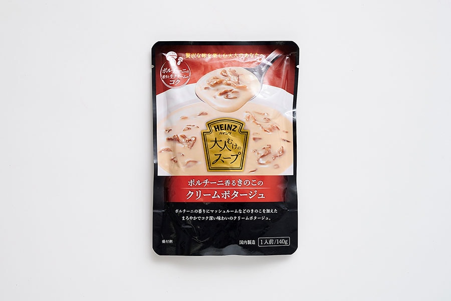 ハインツ 大人むけのスープ ポルチーニ香るきのこのクリームポタージュ140g 227円。