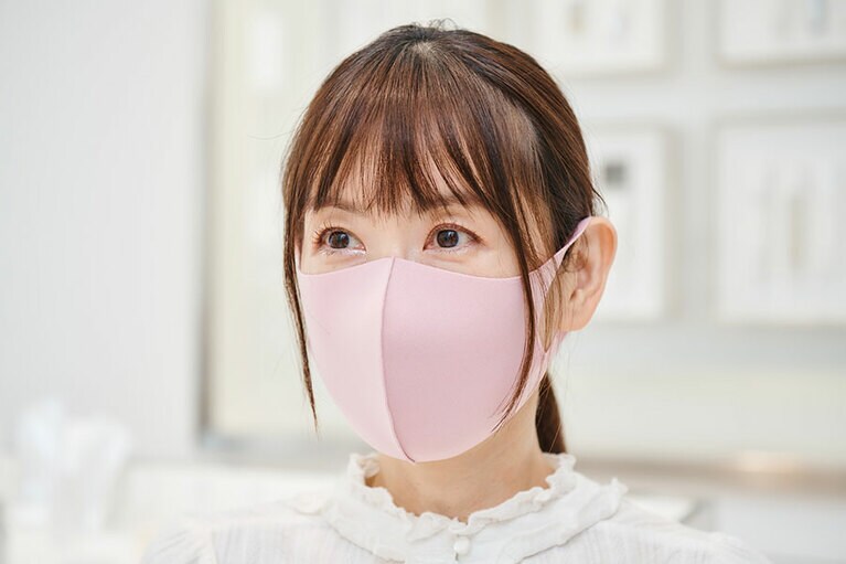 仕上がり。マスクも合わせてピンクにしたら、明るさがよりアップしました。