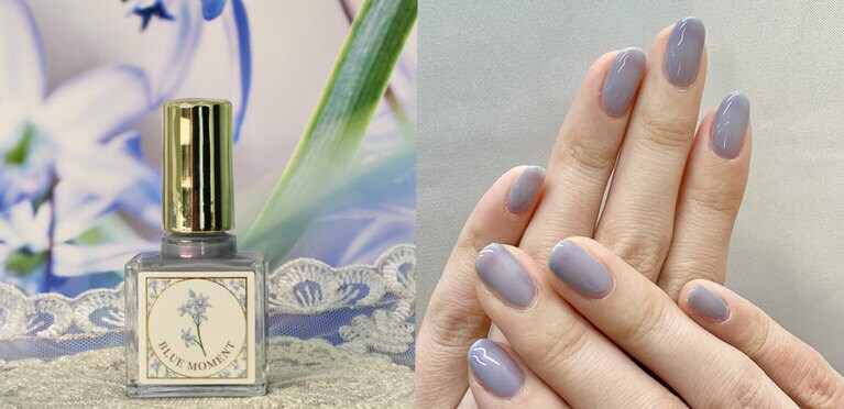 人気3位の“繊細なこころ”は、紫がかったブルー系。イメージフラワーはシラーの花。