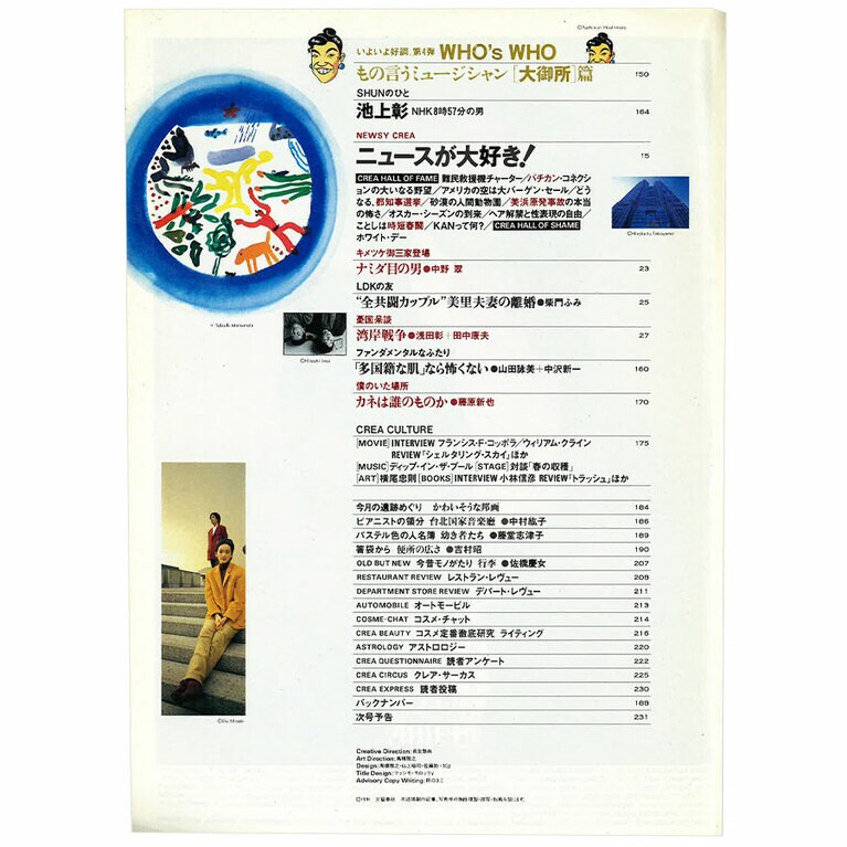 1991年4月号目次。