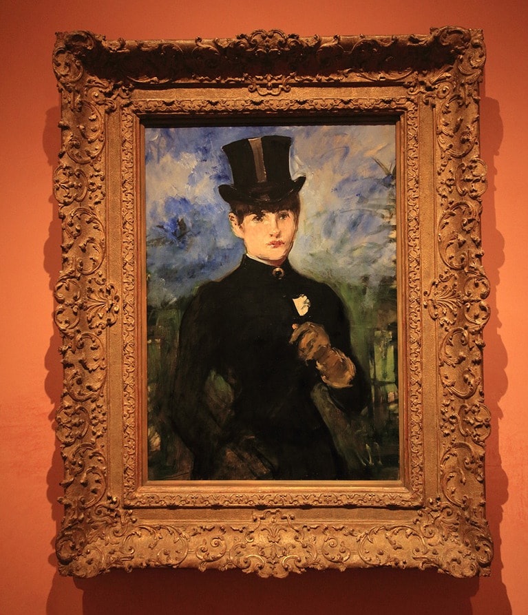 エドゥアール・マネの「乗馬服の女」。1882年の晩年に描かれた四季をテーマにしたシリーズのうちのひとつで、未完成作品。