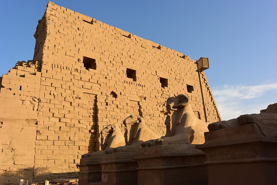 アメン神の象徴はヒツジ。そのため、アメン大神殿へつながる参道のスフィンクスはヒツジの頭になっている。