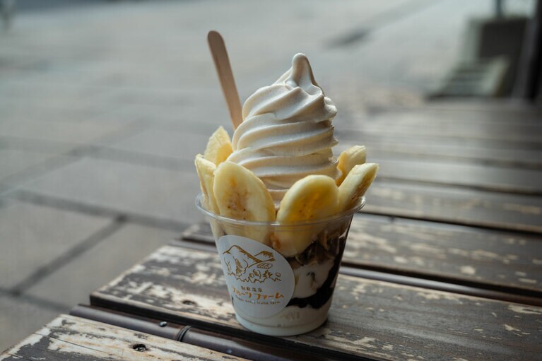 バナナとソフトクリーム、チョコのハーモニーが絶妙。