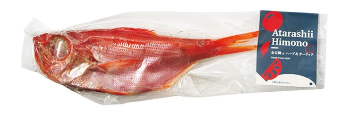 アタラシイヒモノ 金目鯛ハーブ＆ガーリック 大1枚 2,500円／魚伝