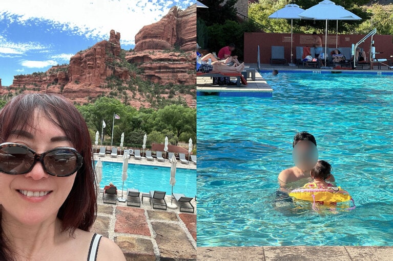 子どもを授かったお礼参りに家族でセドナへ。「体を使う遊びはもっぱら夫の担当です（笑）」（本人提供）