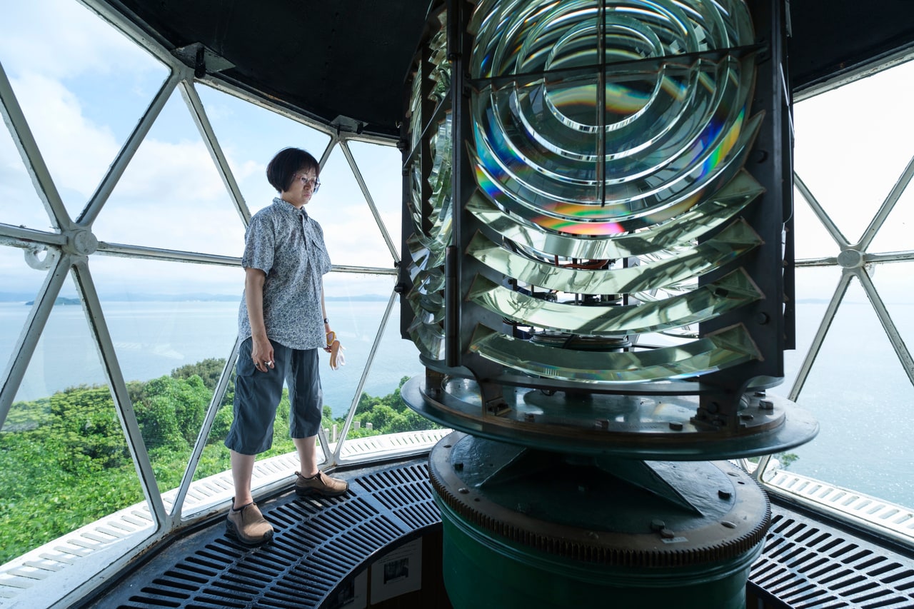 部埼灯台のフランス製のレンズ部分。