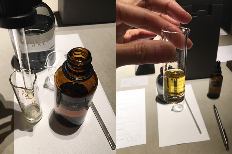 まずは瓶からビーカーに移し、しっかりと計量する。