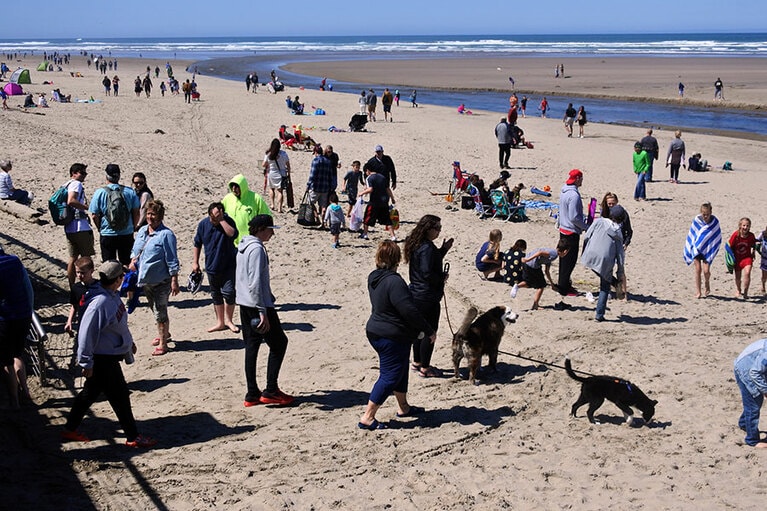 ダウンタウン前のビーチは賑やか。