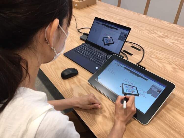 他の方の出した画面(ホワイトボード)に、私も書きこんでみました。