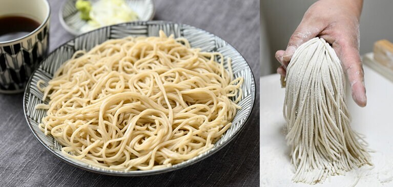 打ち立ての蕎麦が名物。打ち粉まで100％そば粉。