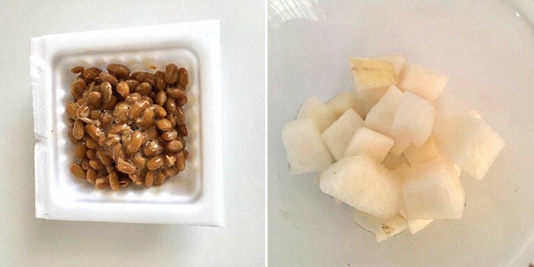 酢大根を入れると納豆が食べやすくなります。