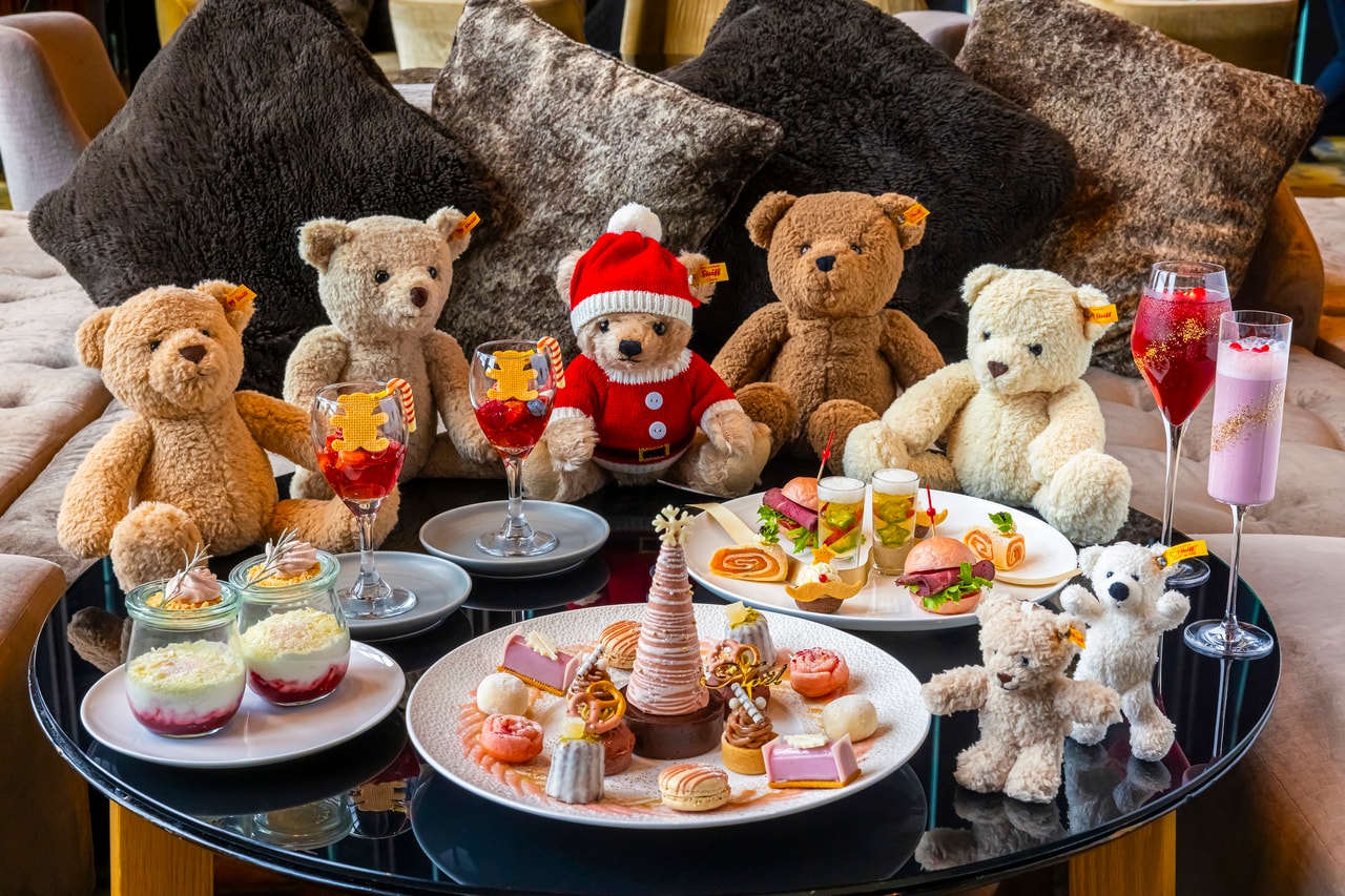 「Heartfelt Christmas Afternoon Tea～with Steiff～」のイメージ。テディベア付き1名11,500円～（税込・サ別）。2名からの予約制。※テディベアは1名につき1体、タグ等の変更や完売の場合あり。テディベアなしプランもあり（詳細は後述）。