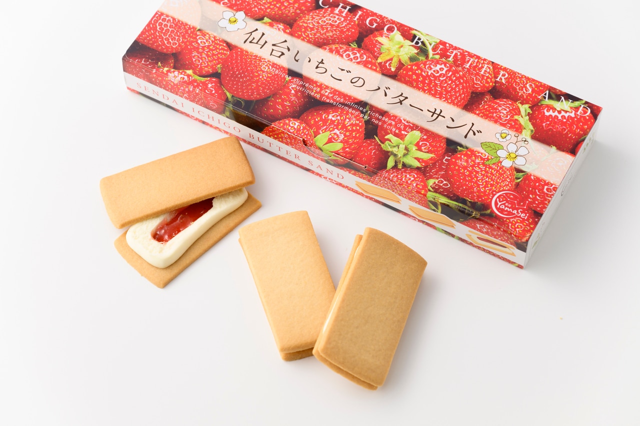 仙台いちごのバターサンド 1,350円（5個入り）。
