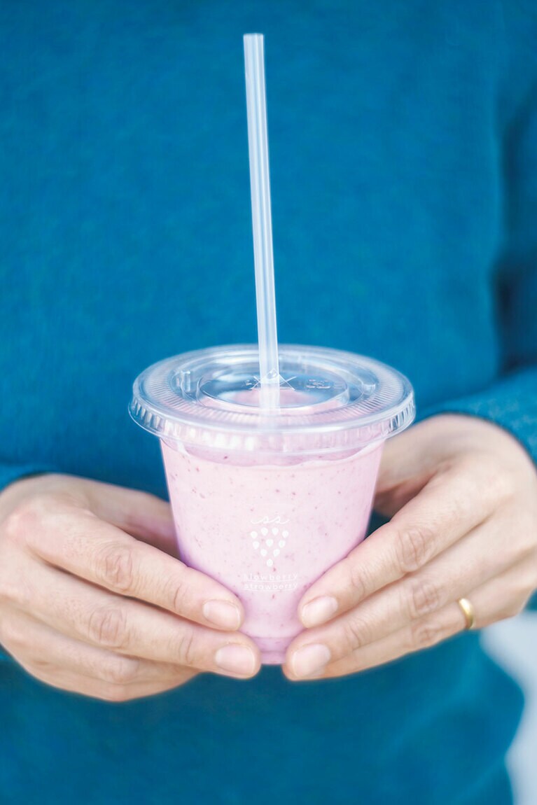 広沢さん考案のスムージー 580円は、お隣佐賀の村山牛乳を使用。