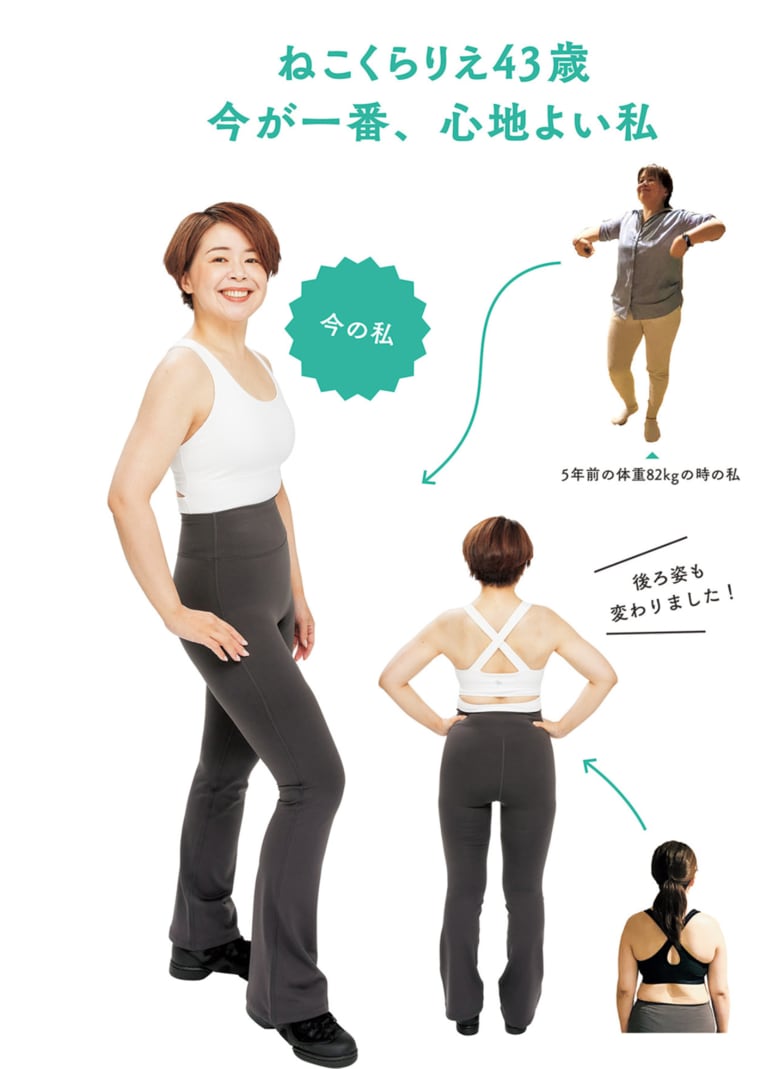 ダイエット前後の体形の変化。後ろ姿もすっきり