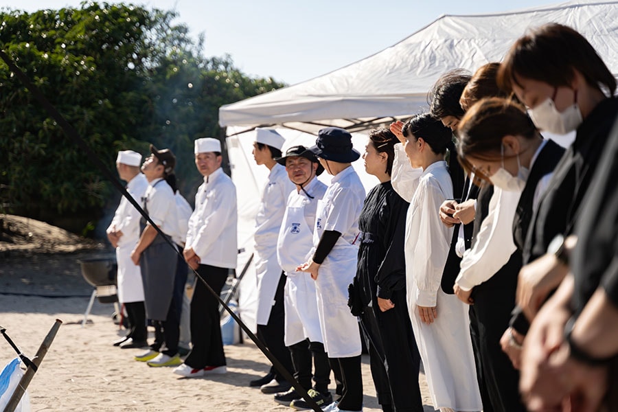 この1日のために雲仙市の中でも選りすぐりのシェフたちが集まってコースメニューを完成させた。