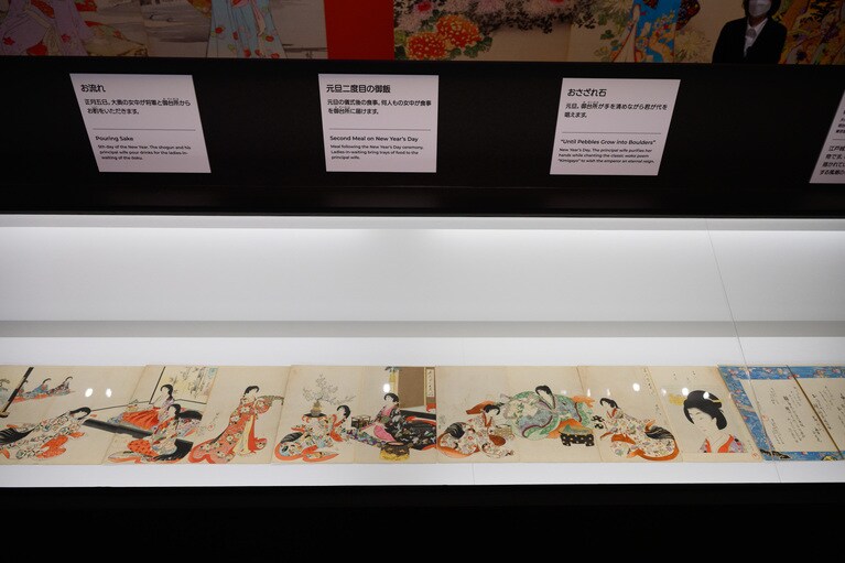 特別展「江戸☆大奥」会場写真。『千代田の大奥』（部分）より 楊洲周延筆 明治27～29年（1894～1986） 東京国立博物館蔵　※会期中展示替えがあります　撮影：平松市聖