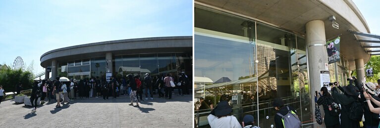 検疫中のため、結浜と楓浜を「パンダラブ」の外から観覧・撮影。2025年6月27日（金）。