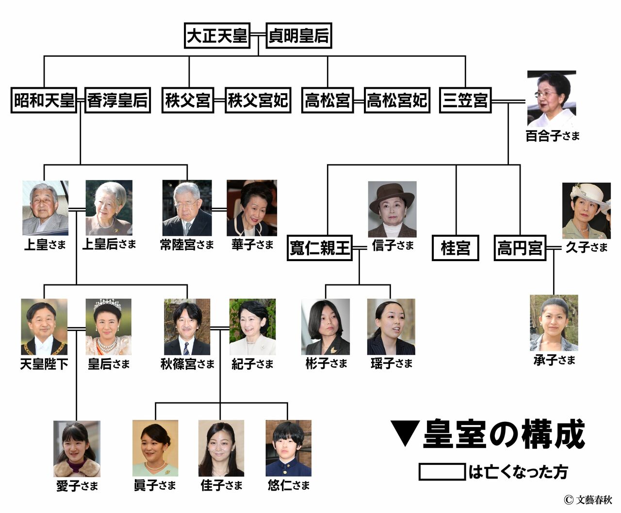 眞子さまのお立場の重さがよくわかる「皇室の構成図」　©文藝春秋