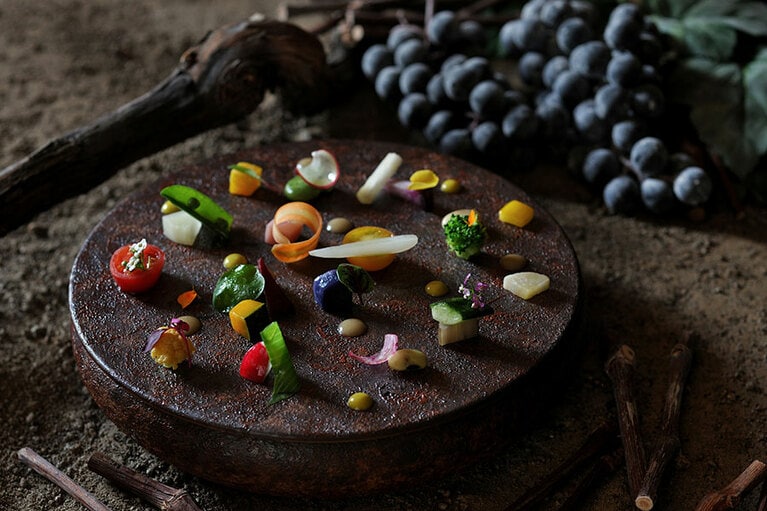 八ヶ岳の野菜畑を表現した目にも楽しいひと皿。