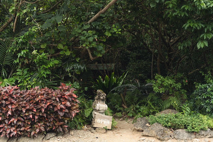 西表島ホテル敷地内、森の一角にあるパブリックスペース「ジャングル Kichi」の入口。