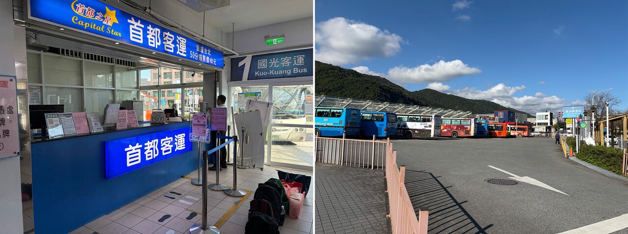 礁溪方面へは複数のバス会社が15～30分間隔で運行。料金は103元～（降車場所により異なる）で、所要時間は約1時間15分。