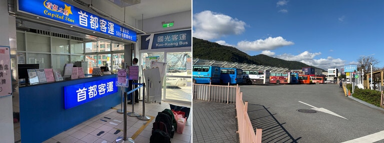 礁溪方面へは複数のバス会社が15～30分間隔で運行。料金は103元～（降車場所により異なる）で、所要時間は約1時間15分。