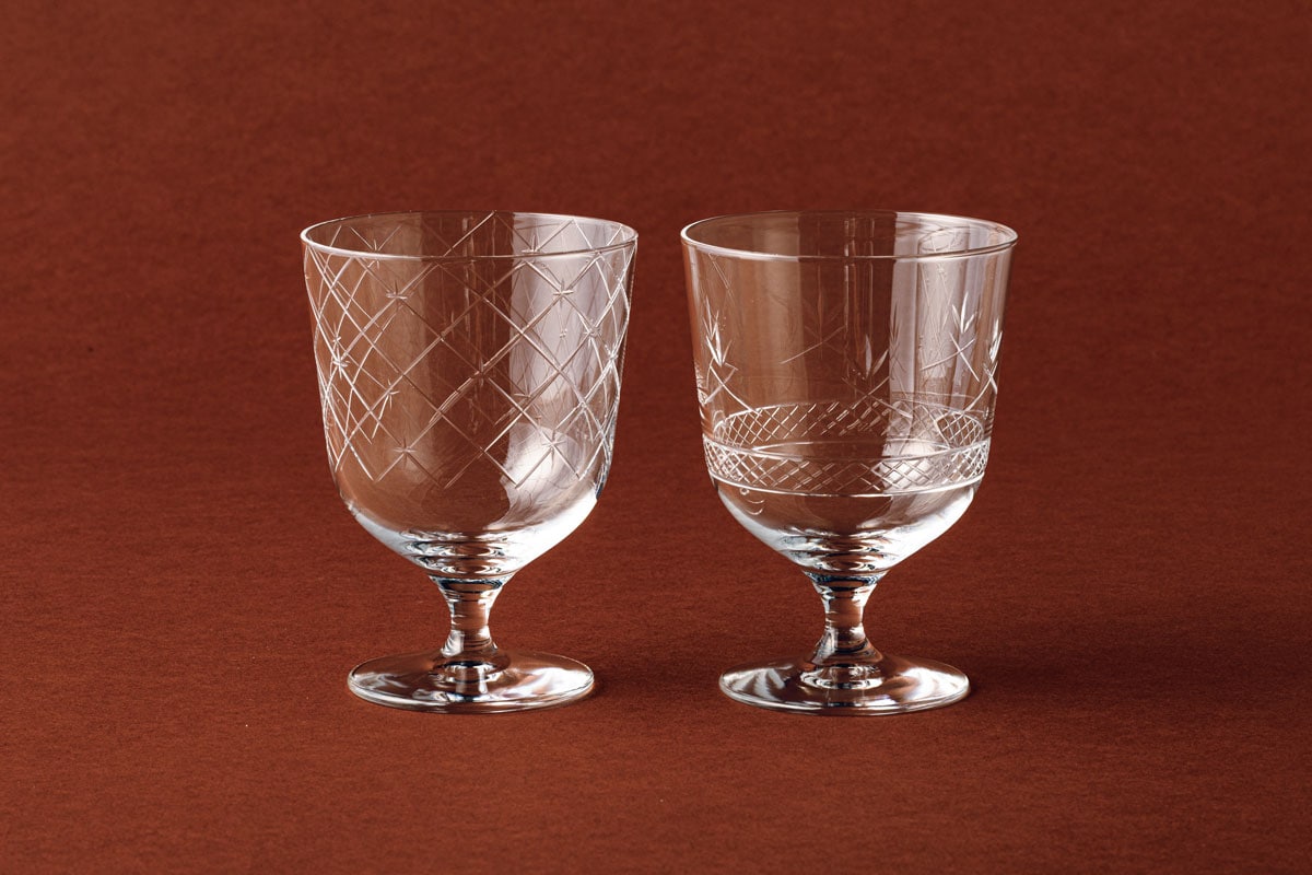 ラージステムグラス レイヤー、セレモニー φ8.4×H11.5cm 各8,800円／好日用品店