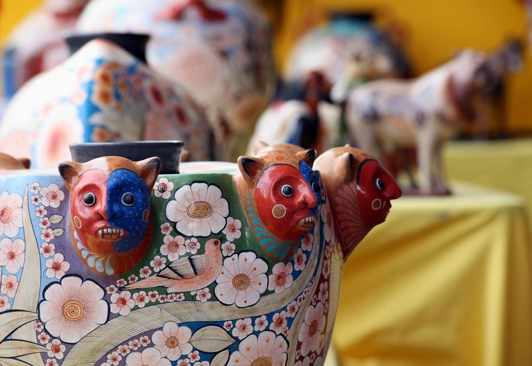 個性的なフォークアートの世界に目は釘付け……。photo：New Mexico True