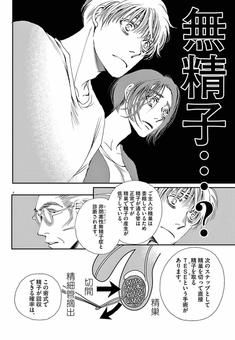 若くて健康に自信のある男性でも、不妊検査で「無精子症」と診断されることがある。
©おかざき真里／小学館