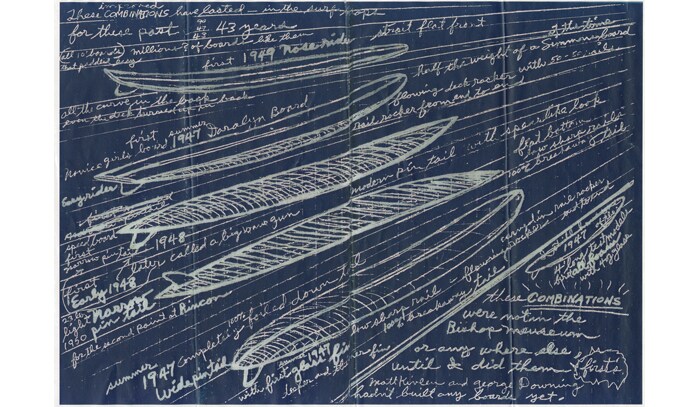 伝説のシェイパー、ジョー・クイッグ氏のデザイン画。(写真提供：デール・ホープ)